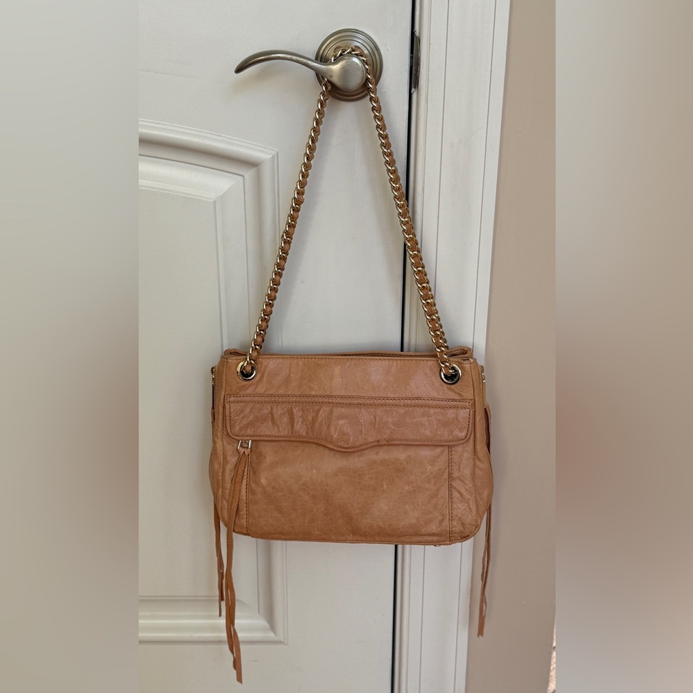 Rebecca Minkoff Tan Leather Shoulder Bag with Chain Strap